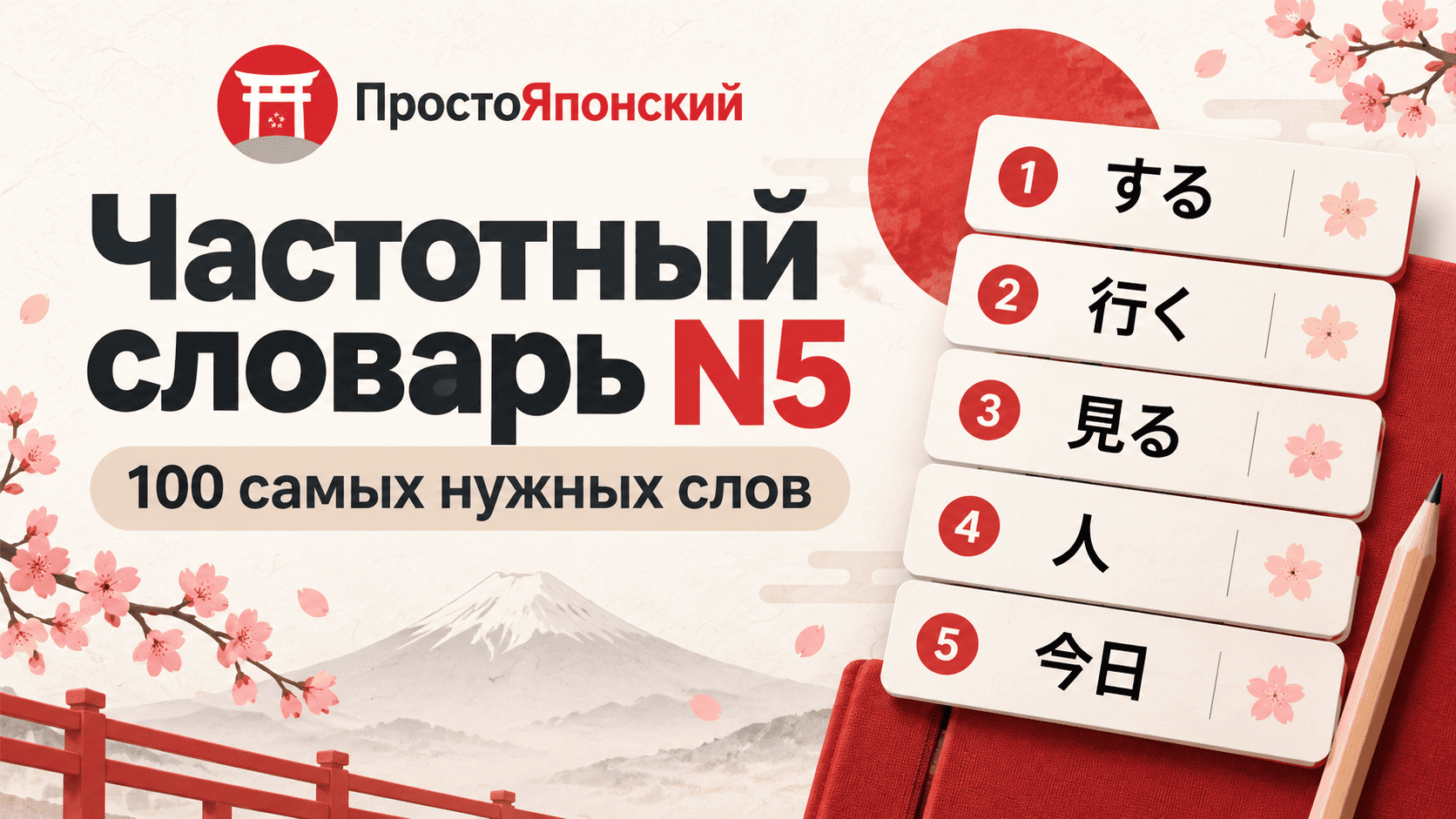 Частотный словарь JLPT N5: 100 самых нужных японских слов