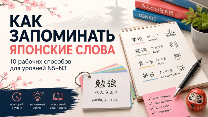 Тренировка японских слов в сервисе ПростоЯпонский