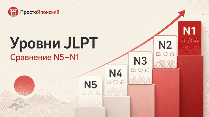 Сравнение уровней JLPT N5 N4 N3 N2 и N1